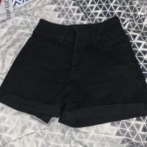 High waisted black shorts, size 0